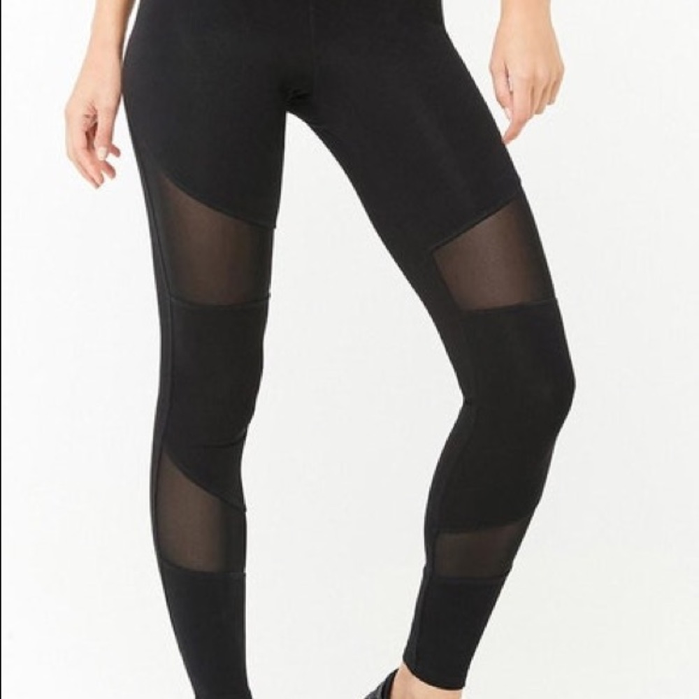 black mesh active leggings